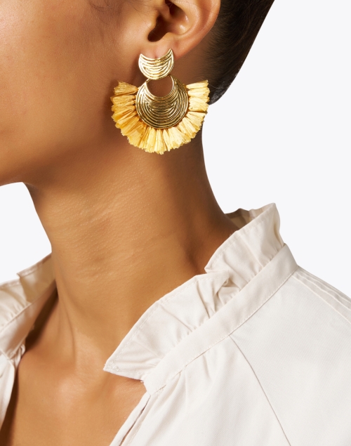 Look image - Gas Bijoux - Gold Raffia Drop Earrings