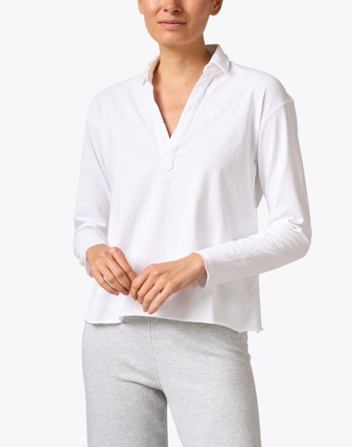 Front image - Frank & Eileen - White Popover Henley Top