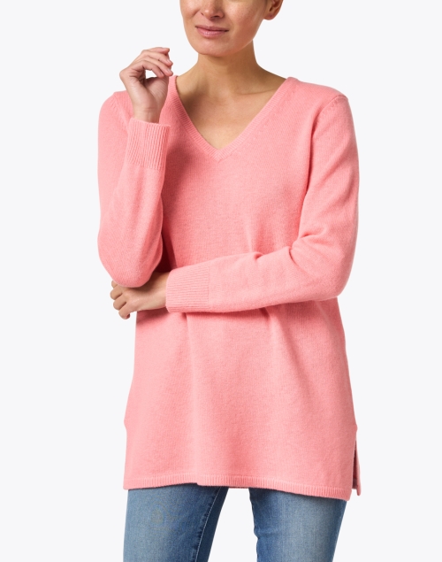 Front image - Sail to Sable - Coral Pink Merino Wool Sweater