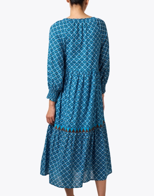 Back image - Ro's Garden - Genia Blue Print Cotton Dress