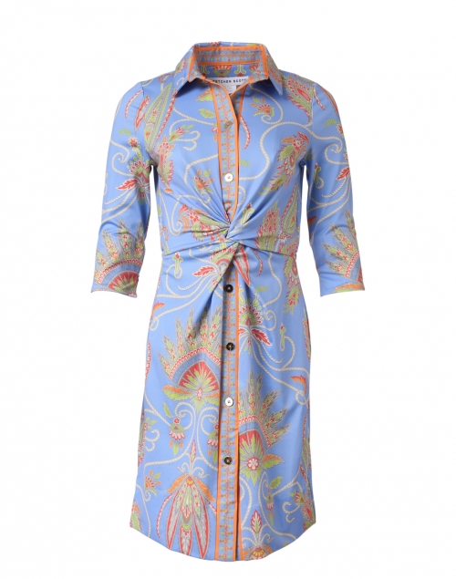 Product image - Gretchen Scott - Periwinkle Plume Printed Twist Front Dress
