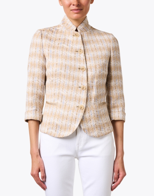 Front image - Emporio Armani - Beige Chevron Tweed Jacket