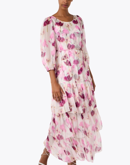 Front image - Christy Lynn - Nina Pink Tulip Print Chiffon Dress