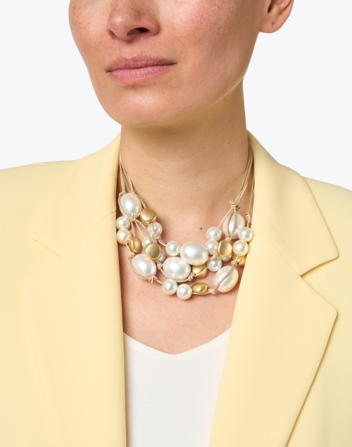 Pearl and Golden Beaded Necklace