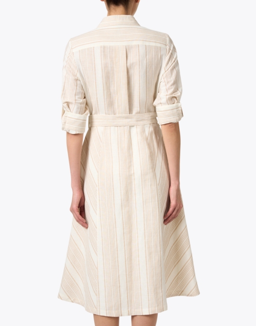 Back image - Marc Cain - Cream Stripe Linen Midi Dress