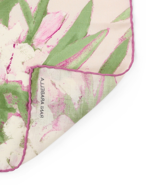 Back image - Rani Arabella - Pink Floral Print Wool Cashmere Silk Scarf