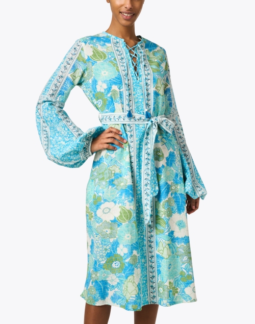 Front image - D'Ascoli - Dahlia Blue Multi Print Cotton Dress