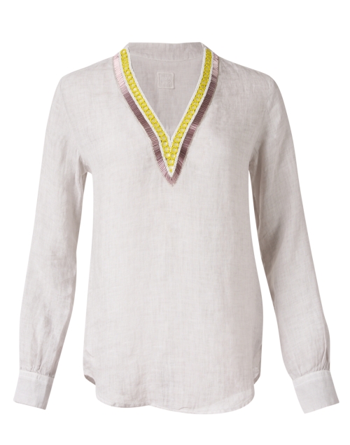 Product image - 120% Lino - Beige Embellished Popover Shirt