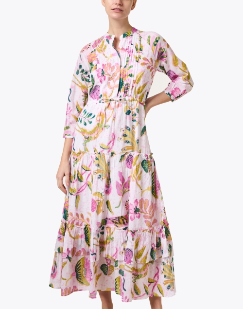 Front image - Banjanan - Bazaar Pink Multi Print Cotton Dress