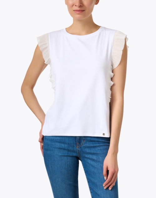 Front image - Marc Cain - White Ruffled Top