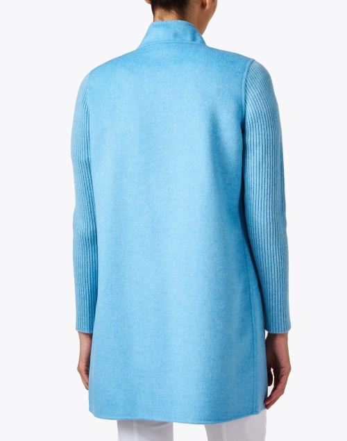 Back image - Kinross - Pool Blue Wool Cashmere Coat
