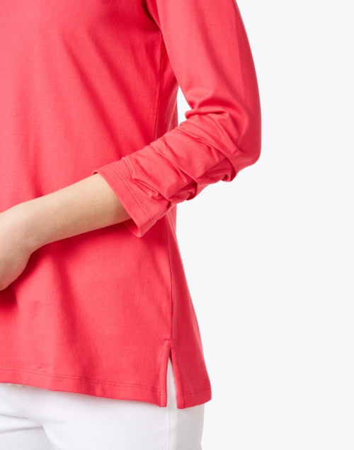 Extra_1 image - E.L.I. - Coral Pink Pima Cotton Ruched Sleeve Tee
