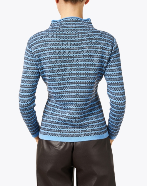 Back image - Blue - Blue and Brown Fairisle Pima Cotton Sweater