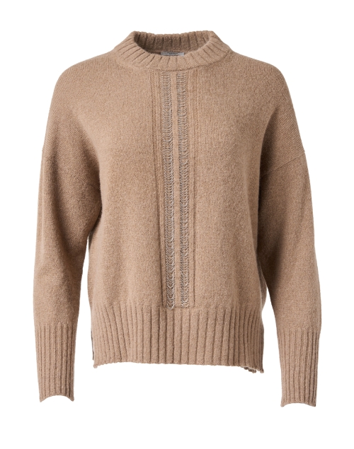 Product image - Peserico - Tan Metallic Stripe Wool Silk Sweater