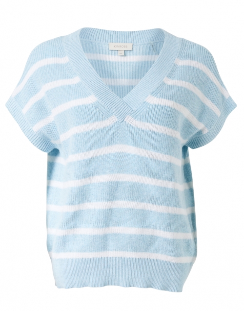 Kinross Blue and White Stripe Cotton Sweater