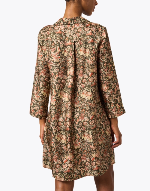 Back image - Momoni - Olivella Green Floral Print Silk Dress