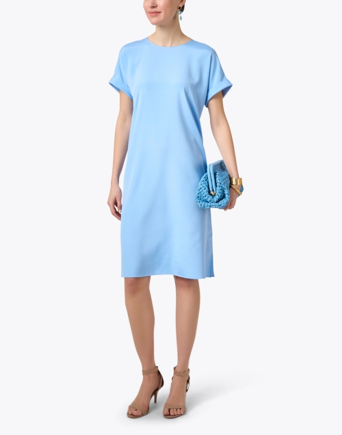 Blue Silk Shift Dress