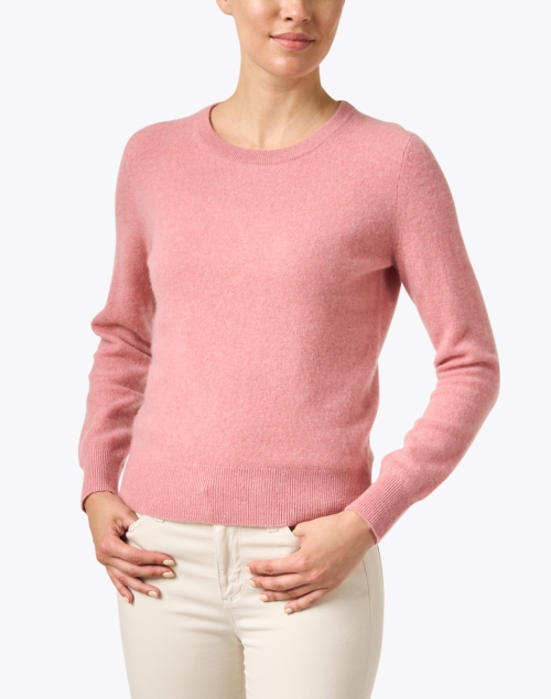 Front image - White + Warren - Pink Cashmere Crew Neck Sweater