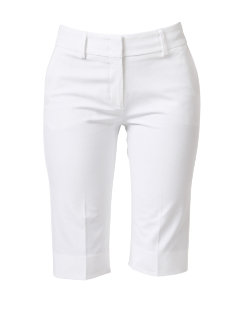 Fabric image - Piazza Sempione - White Stretch Cotton Gabardine Bermuda Shorts