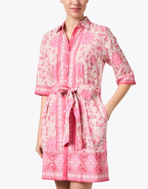 Front image - Bella Tu - Pink Print Cotton Shirt Dress