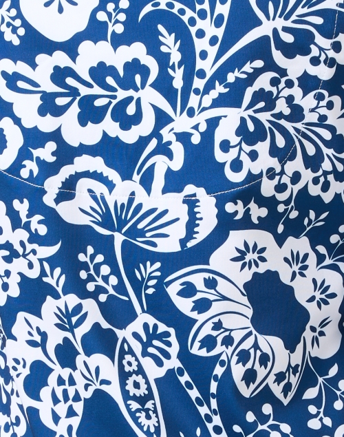Fabric image - Gretchen Scott - Navy and White Print Ruffle Neck Top