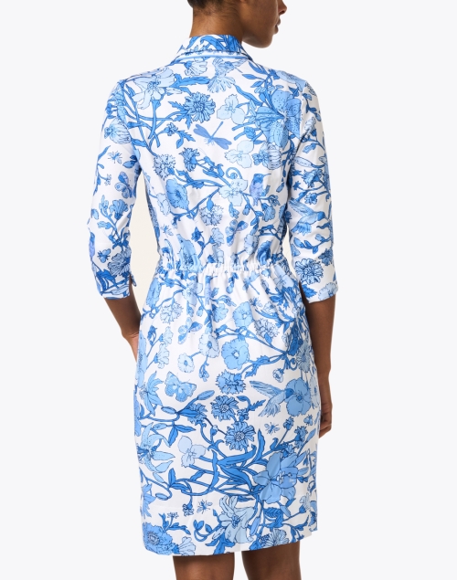 Back image - Gretchen Scott - Blue Floral Printed Twist Front Dress