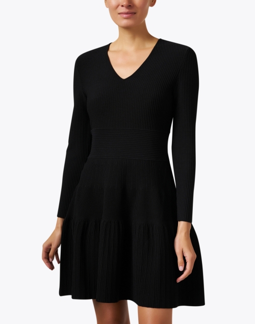 Front image - Shoshanna - Cierra Black Knit Fit and Flare Dress