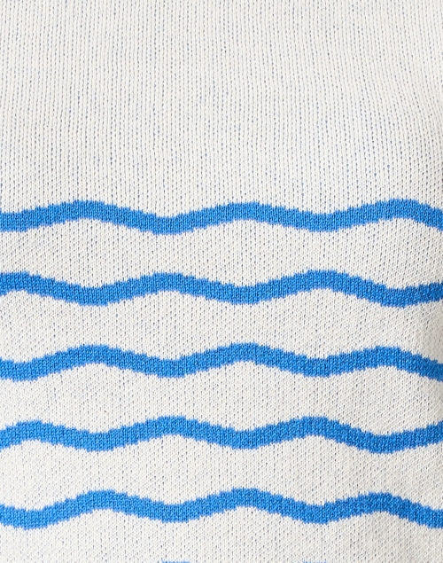 Fabric image - Blue - Cream Wave Stripe Cotton Sweater