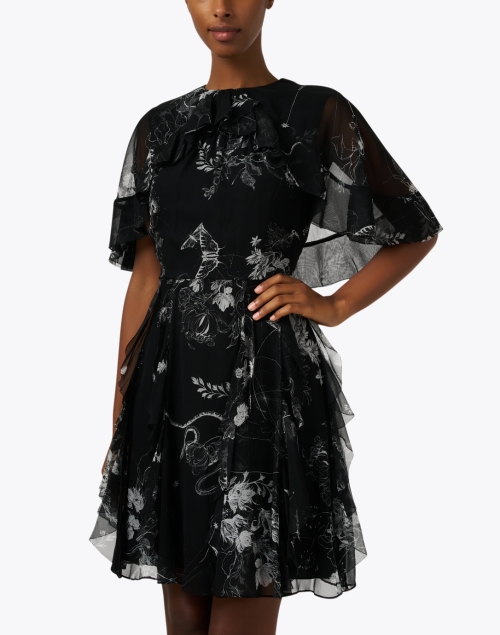 Front image - Jason Wu Collection - Black Multi Print Silk Chiffon Dress