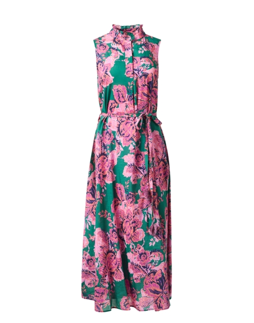 Product image - Megan Park - Rosette Pink and Green Print Cotton Silk Dress 