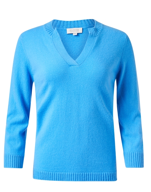 Product image - Kinross - Blue Cashmere Split Neck Sweater