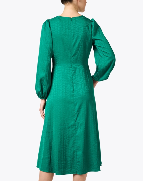 Back image - Shoshanna - Marie Green Satin Jacquard Dress
