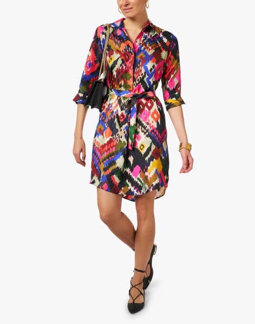 Look image - Vilagallo - Adriana Multi Ikat Silk Shirt Dress
