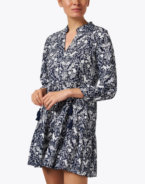 Front image - Jude Connally - Monaco Navy and White Print Cotton Dress