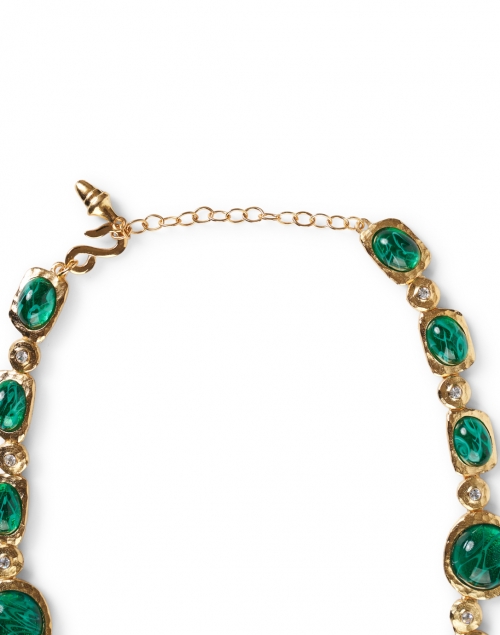 Kenneth Jay Lane - Gold and Emerald Stone Single Strand Necklace
