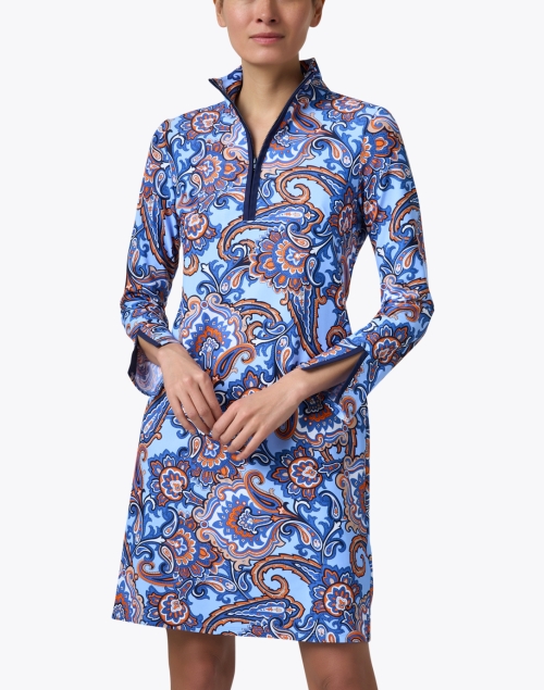 Front image - Jude Connally - Anna Blue and Orange Print Dress