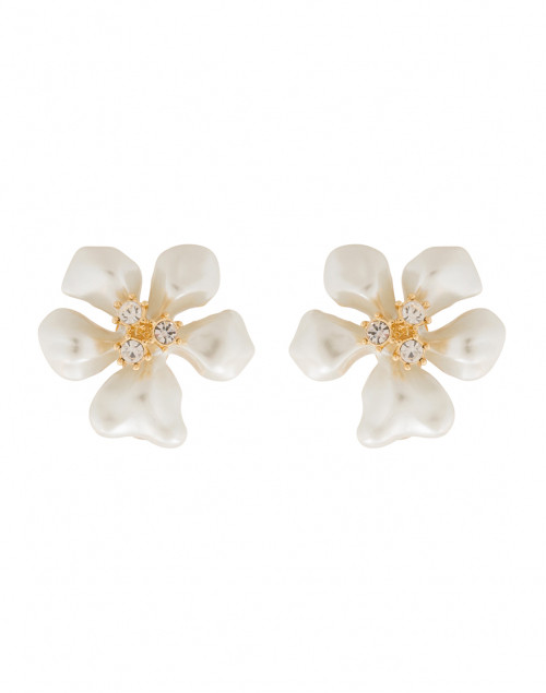 Product image - Kenneth Jay Lane - Gold and White Pearl Flower Clip-On Earrings