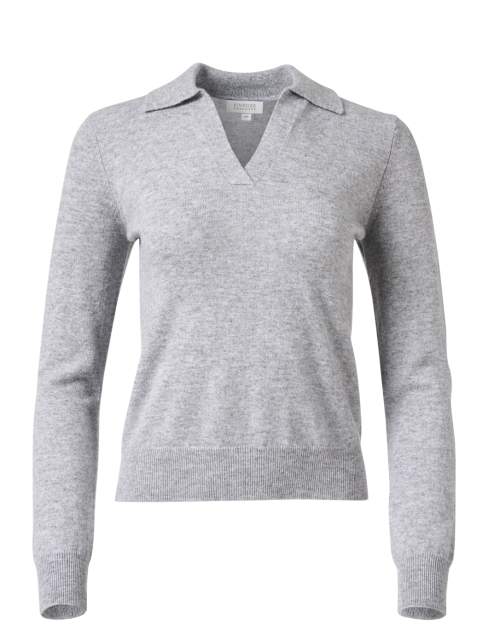 Product image - Kinross - Heather Grey Cashmere Polo Sweater