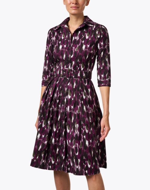 Front image - Samantha Sung - Audrey Purple and White Print Stretch Cotton Dress