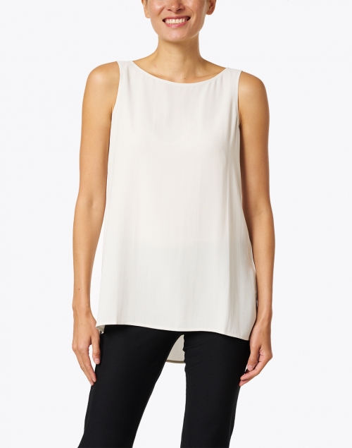 Front image - Eileen Fisher - Bone Essential Silk Georgette Crepe Shell