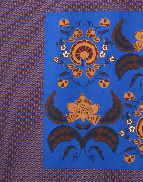 Fabric image - Lafayette 148 New York - Bohemia Blue and Orange Bloom Print Silk Scarf