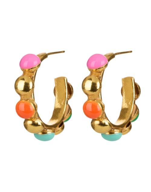 Product image - Sylvia Toledano - Mini Creole Gold and Multi Enamel Hoop Earrings