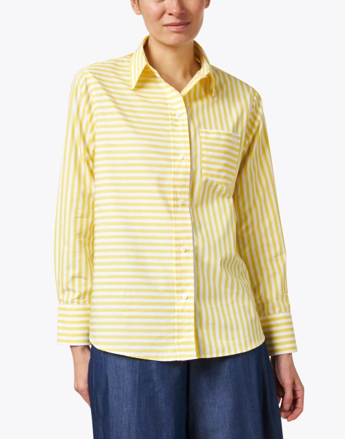 Front image - Ines de la Fressange - Maureen Yellow Striped Cotton Shirt