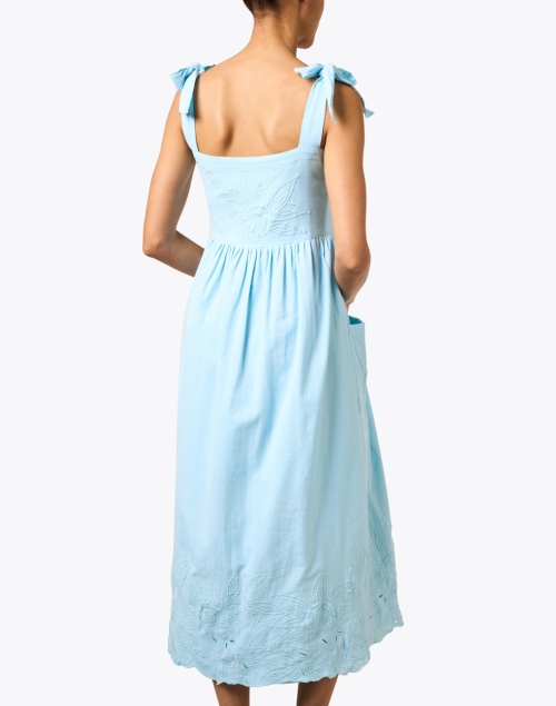 Back image - Juliet Dunn - Blue Embroidered Cotton Dress