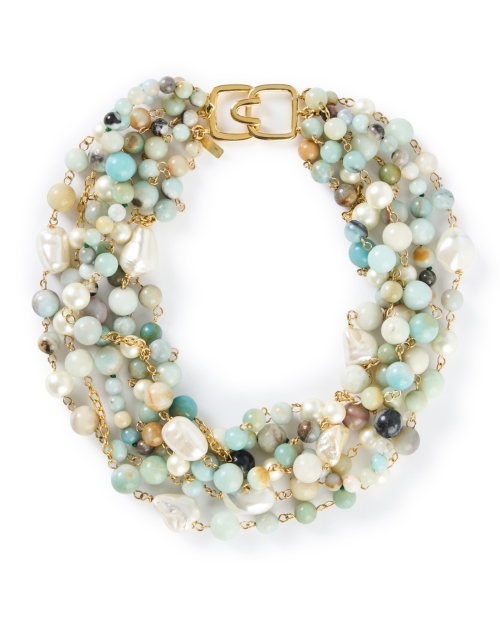 Product image - Kenneth Jay Lane - Gold, Amazonite, and Pearl Multi Strand Necklace