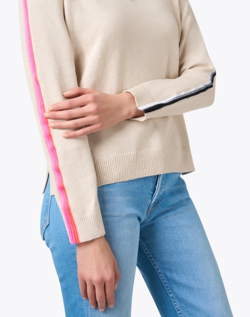 Extra_1 image - Lisa Todd - Beige Contrast Stripe Cotton Sweater
