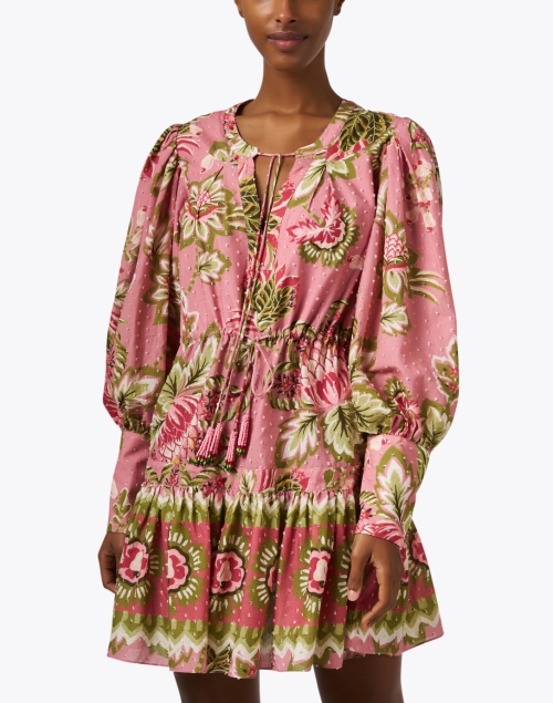 Front image - Farm Rio - Aura Pink and Green Print Dress