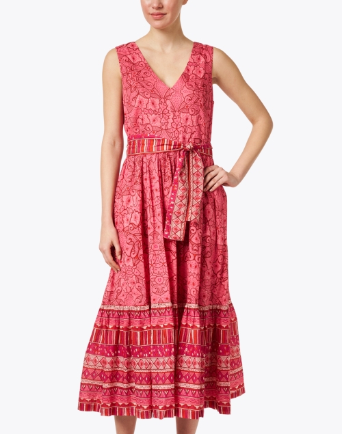 Front image - Ro's Garden - Mariana Red Print Cotton Dress