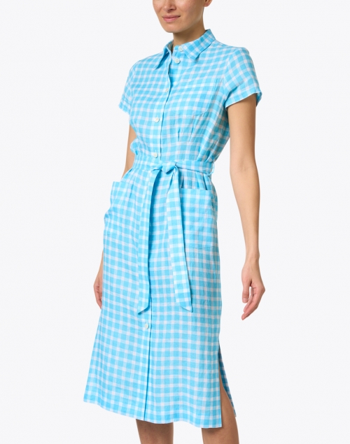 Ines de la Fressange - Ethel Blue and White Check Linen Shirt Dress