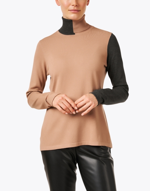 Front image - J'Envie - Black and Tan Color Block Sweater